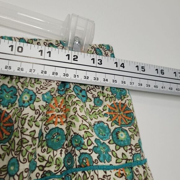 Ing earth tones floral pull on elastic waist boho Prairie tiered skirt size L - Picture 5 of 6